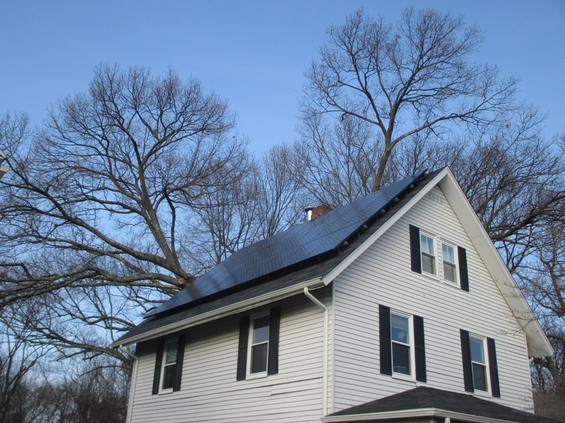 solar panels installed high