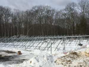 Racking in place for Nature's Classroom ground-mounted solar